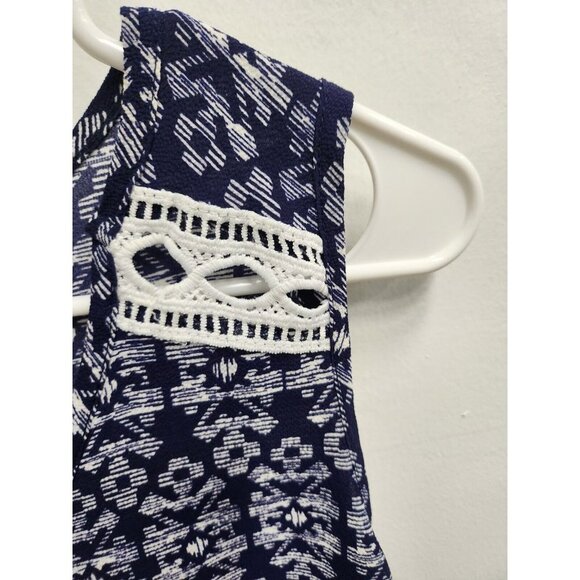 Papermoon Stitch Fix Womens Top Size Large Petite Blue Printed Sleeveless BOHO - Picture 5 of 7